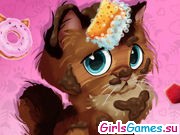 Игра Накорми и вымой кота